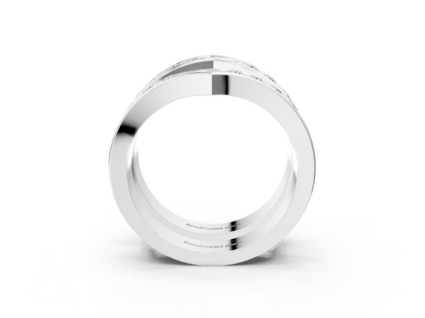 Platinum Round Diamond Channel-Set Chevron Band