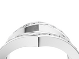 Silver Round Diamond Channel-Set Chevron Band