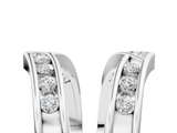Silver Round Diamond Channel-Set Chevron Band