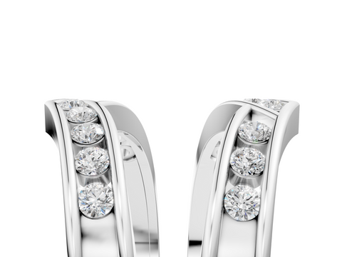 Silver Round Diamond Channel-Set Chevron Band