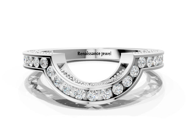 White gold Round Channel-Set Diamond Contour Band