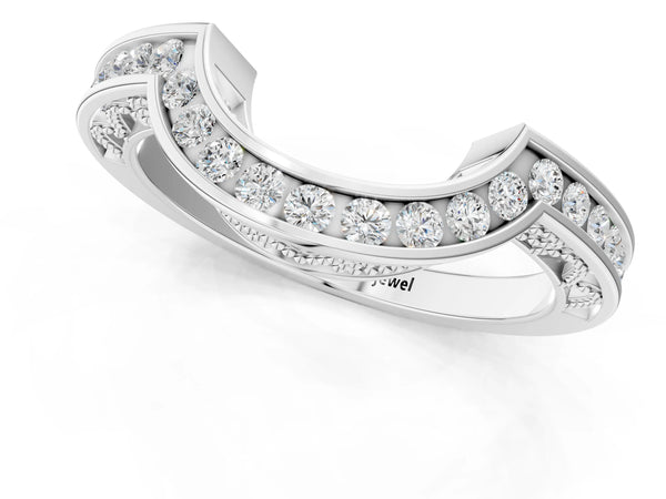 White gold Round Channel-Set Diamond Contour Band