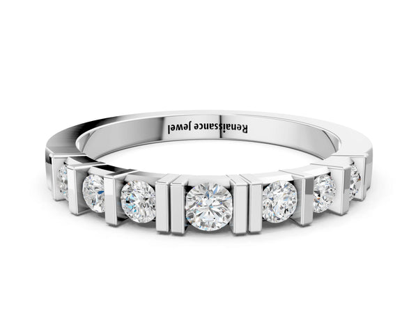 White gold Round Channel Set Diamond Half Eternity Band