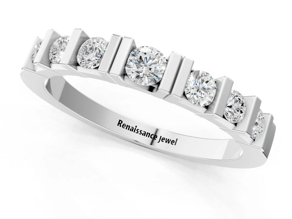 White gold Round Channel Set Diamond Half Eternity Band