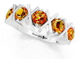 White gold Round Citrine Channel Set Band with X-Prong Detail_7