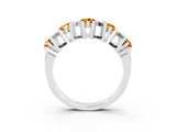 White gold Round Citrine Channel Set Band with X-Prong Detail_9