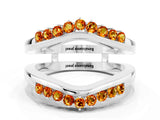 White gold Round Citrine Chevron Contour Band with Prong Setting_6