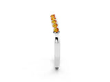 White gold Round Citrine Curved Wedding Band with Channel Setting_8