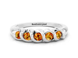 White gold Round Citrine Eternity Band with Twist Prong Setting_18