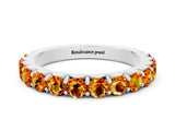 White gold Round Citrine Half Eternity Band with Classic Prong Setting_6