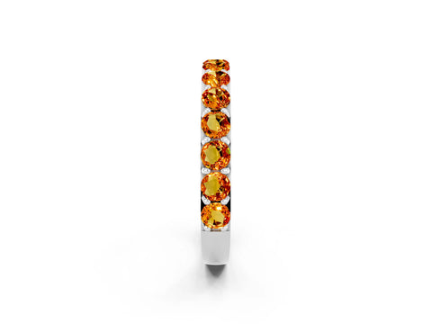 White gold Round Citrine Half Eternity Band with Classic Prong Setting_8