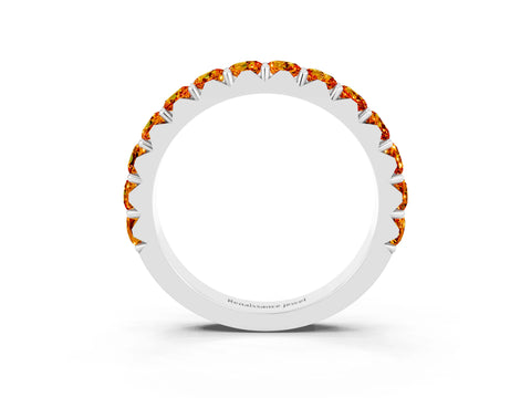 White gold Round Citrine Half Eternity Band with Classic Prong Setting_9