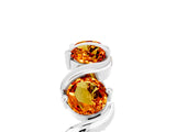 White gold Round Citrine Half Eternity Band with Wave Prong Setting_11