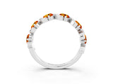 White gold Round Citrine Half Eternity Band with Wave Prong Setting_9