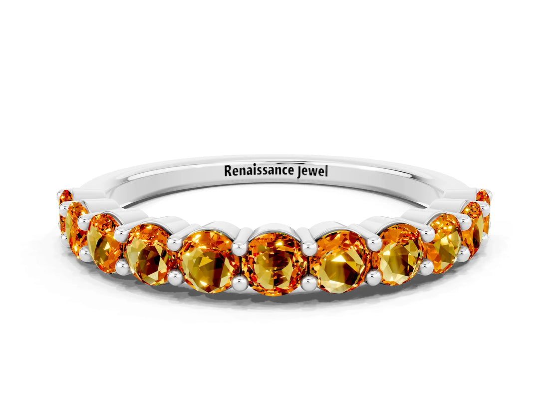 White gold Round Citrine Half-Eternity Prong-Set Band_6