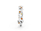 White gold Round Citrine Leaf Eternity Band with Bezel Setting_38