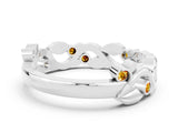White gold Round Citrine Leaf Eternity Band with Bezel Setting_66