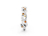 White gold Round Citrine Leaf Eternity Band with Bezel Setting_68