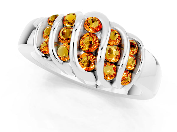 Platinum Round Citrine Multi-Row Crossover Band