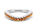 White gold Round Citrine Pavé Curved Band with Shared Prong Setting_6