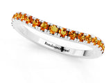 White gold Round Citrine Pavé Half Eternity Band with Shared Prong Setting_7