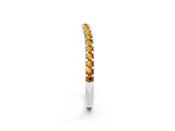 White gold Round Citrine Pavé Set Curved Wedding Band_12