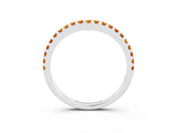 White gold Round Citrine Pavé Set Curved Wedding Band_13