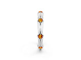 White gold Round Citrine Prong Set Milgrain Eternity Band_20