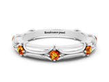 White gold Round Citrine Prong Set Milgrain Eternity Band_30