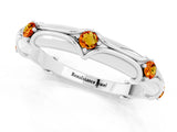 White gold Round Citrine Prong Set Milgrain Eternity Band_31