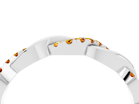 White gold Round Citrine Twist Eternity Band with Pavé Setting_10