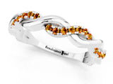 White gold Round Citrine Twist Eternity Band with Pavé Setting_7