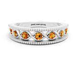 White gold Round Citrine Twist Milgrain Band with Bezel Setting