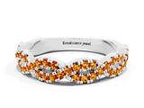 White gold Round Citrine Twisted Eternity Band with Pavé and Shared Prong Setting_18