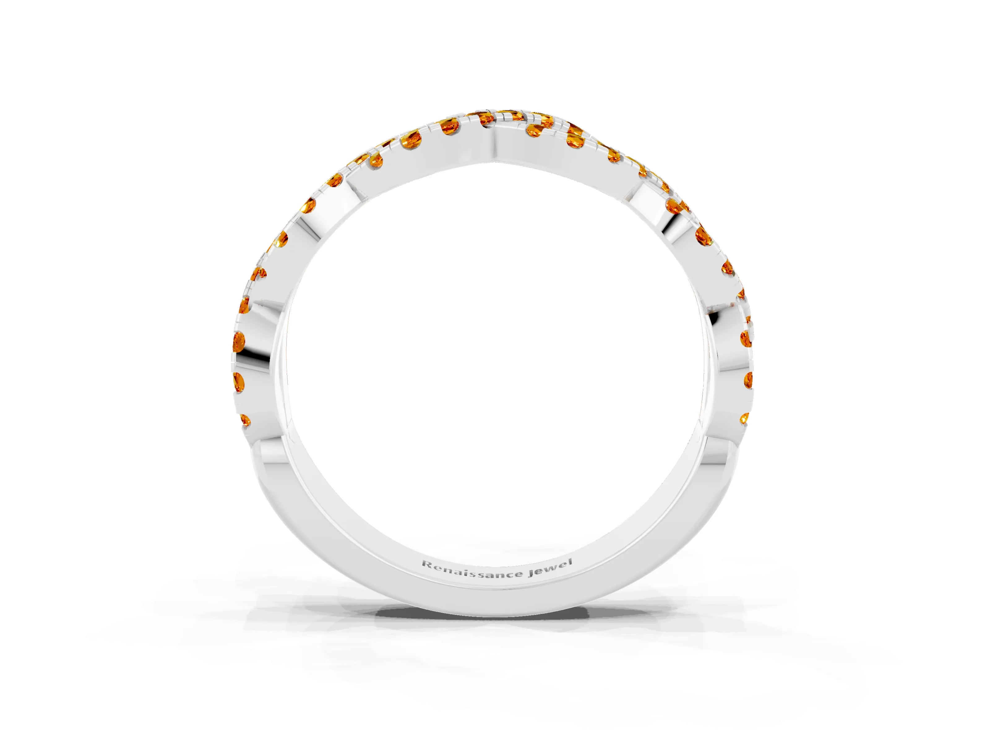 White gold Round Citrine Twisted Eternity Band with Pavé and Shared Prong Setting_21