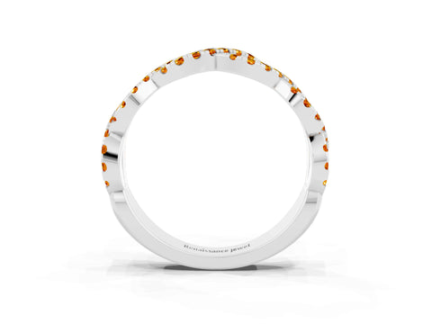White gold Round Citrine Twisted Eternity Band with Pavé and Shared Prong Setting_21