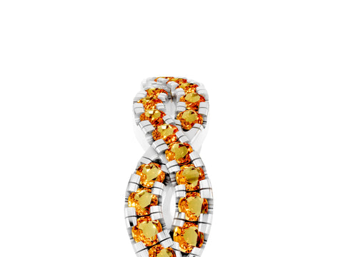 White gold Round Citrine Twisted Eternity Band with Pavé and Shared Prong Setting_23