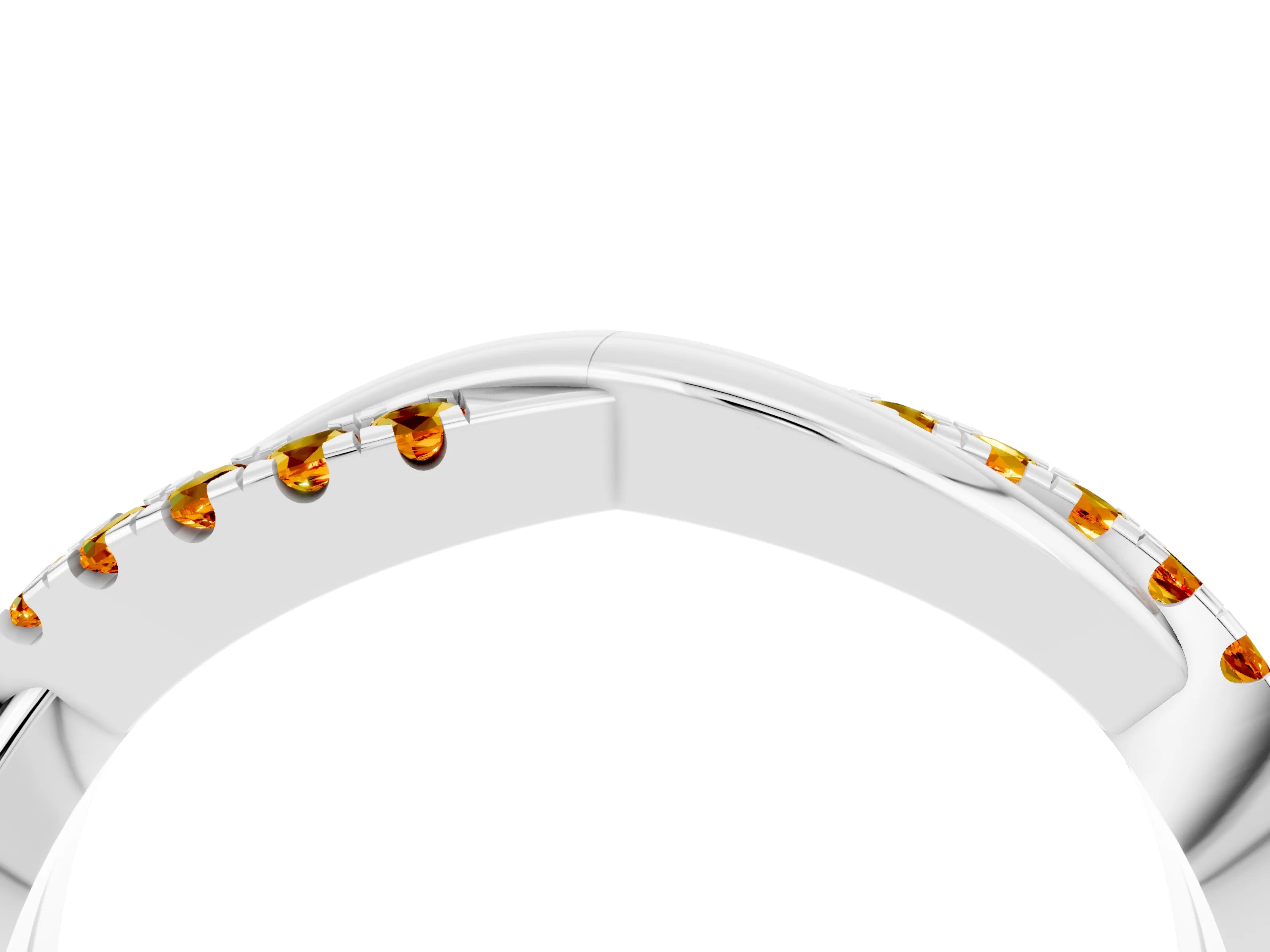 White gold Round Citrine Twisted Infinity Band with Prong Setting_10