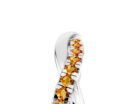 White gold Round Citrine Twisted Infinity Band with Prong Setting_11