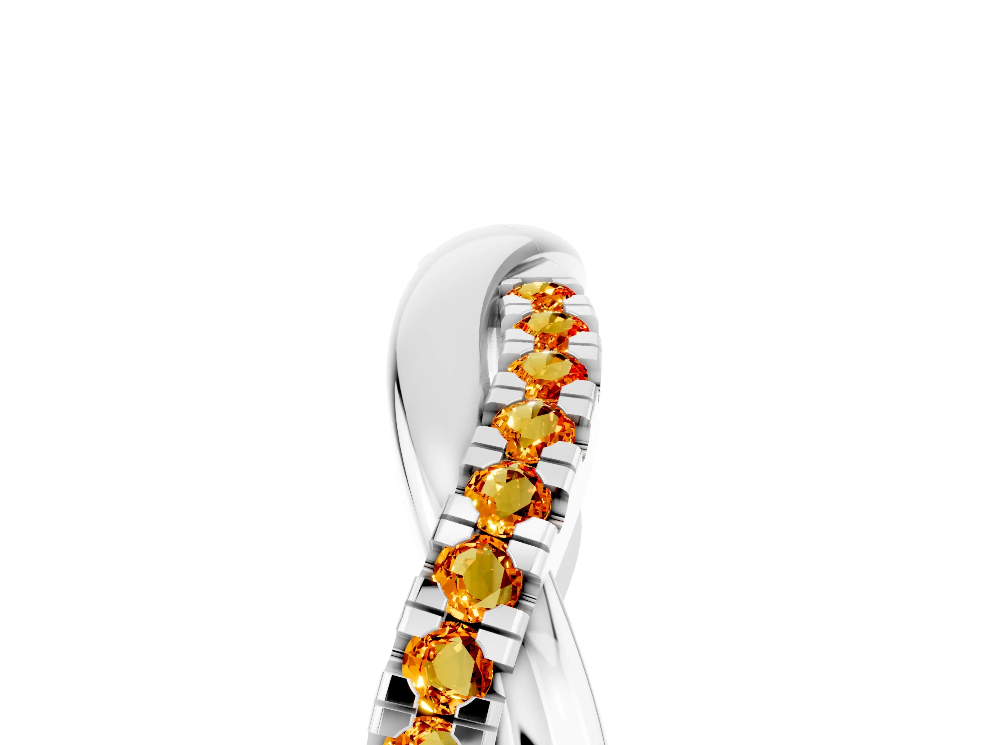 White gold Round Citrine Twisted Infinity Band with Prong Setting_11