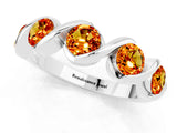 White gold Round Citrine Wave Band with Channel Setting and Shared Prongs_7