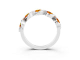 White gold Round Citrine Wave Band with Channel Setting and Shared Prongs_9