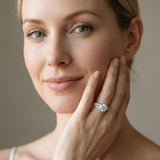 White gold Round Cluster Diamond Engagement Ring with Pavé Band and Four-Prong Setting_14