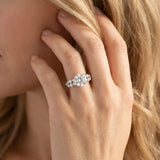 White gold Round Cluster Diamond Engagement Ring with Pavé Band and Four-Prong Setting_15