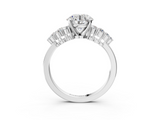 White gold Round Cluster Diamond Engagement Ring with Pavé Band and Four-Prong Setting_82
