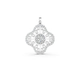 White gold Round Cluster Diamond Pendant with Pavé and Scroll Prong Setting_2