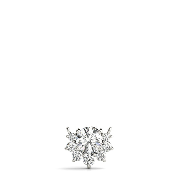 Silver Round Cluster Diamond Pendant with Prong Setting