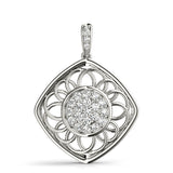 White gold Round Cluster Diamond Prong Set Pendant 1
