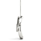 White gold Round Cluster Diamond Prong-Set Teardrop Pendant 1