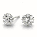 White gold Round Cluster Diamond Stud Earrings with Prong Setting 1